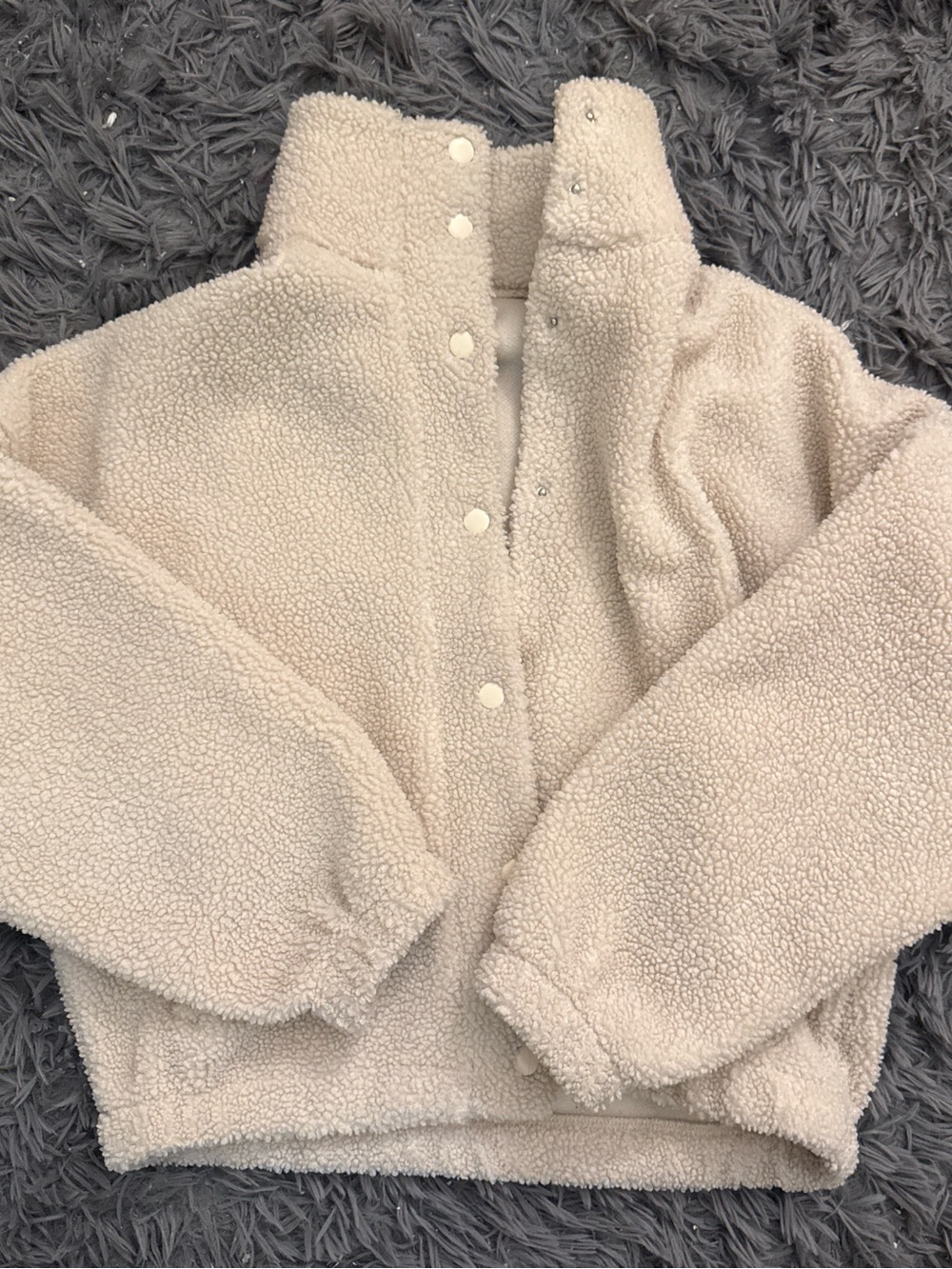 H&M Cozy Cream Sherpa Snap-Up Jacket